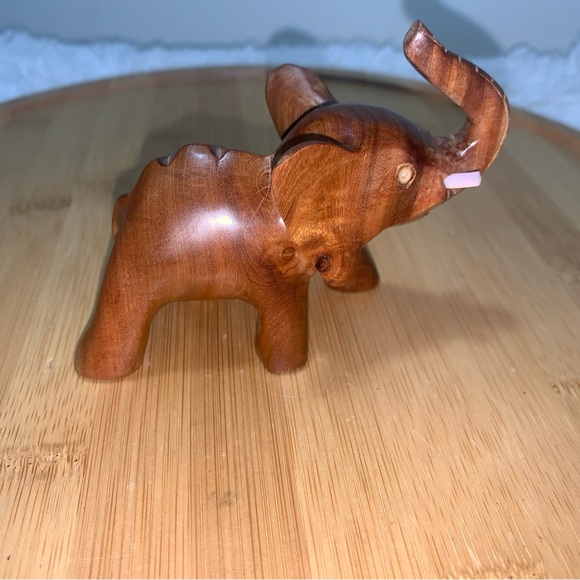 Hardwood Carved Elephant H3.25”xL5”xW2” Very Small Decorative - Picture 3 of 5